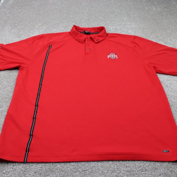 Nike Ohio State Buckeyes Polo Shirt Mens 2XL XXL Red Dri-Fit Pearl Snap S/S - Picture 2 of 16